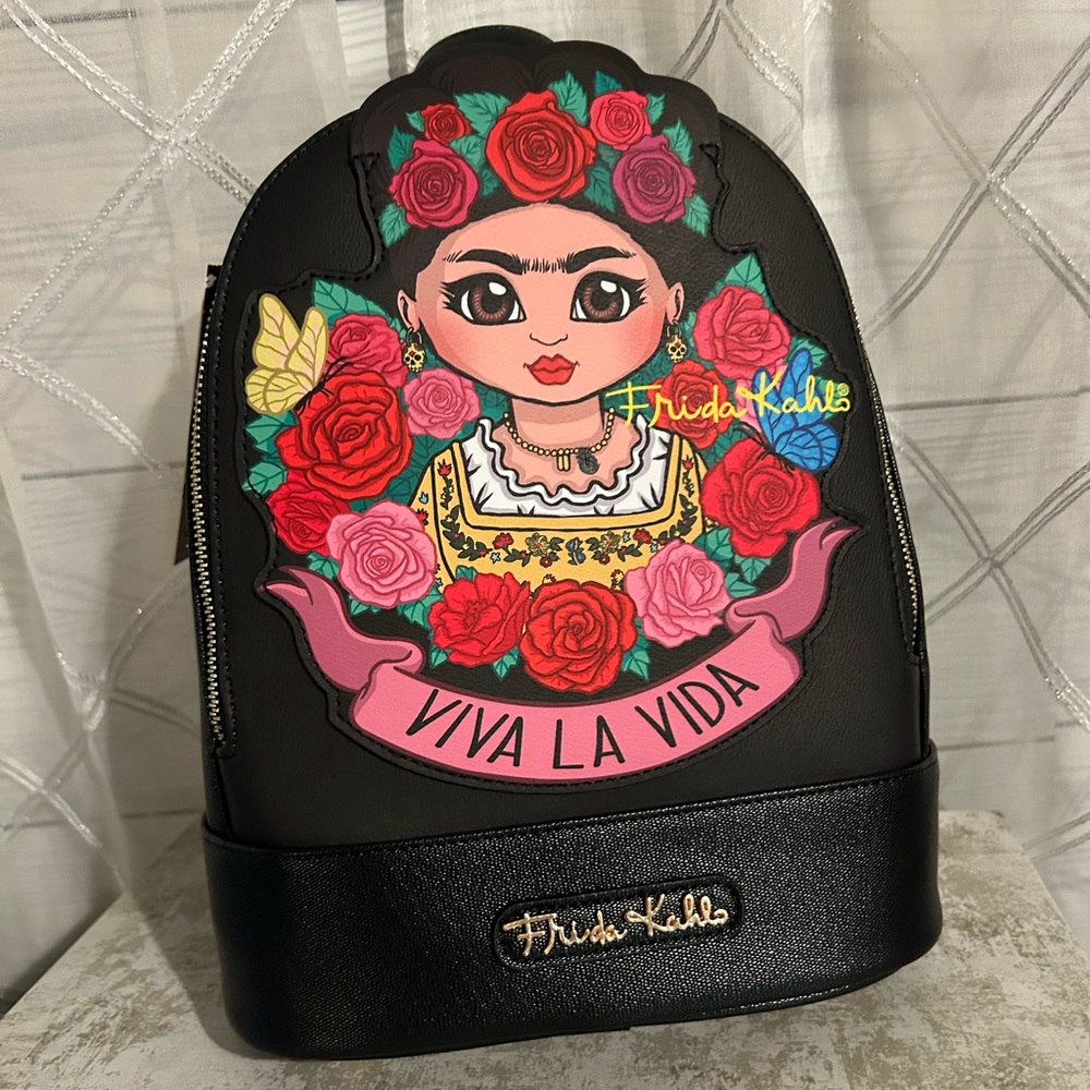 Vibrant Black and Red Floral Backpack
